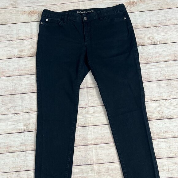 Michael Kors Women's Black Skinny Jeans Size 6 Designer Denim Pants with Zippers - Picture 1 of 10